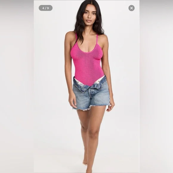 3/$30 NWT Good American Always Fits Sculpt One Piece Swimsuit Pink Size 00/0 - Picture 3 of 12